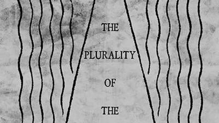 Poster for “Moby-Dick, or The Plurality of the Whale,” in black and white with a stylized whale tail and wavy lines.