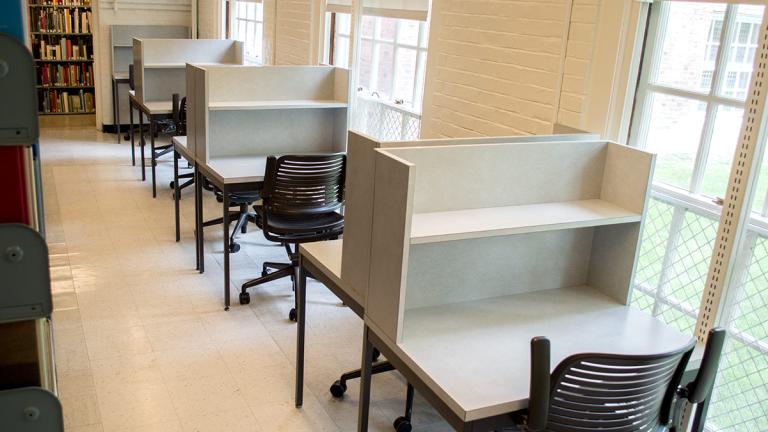 Sherman Library mid-level study carrels